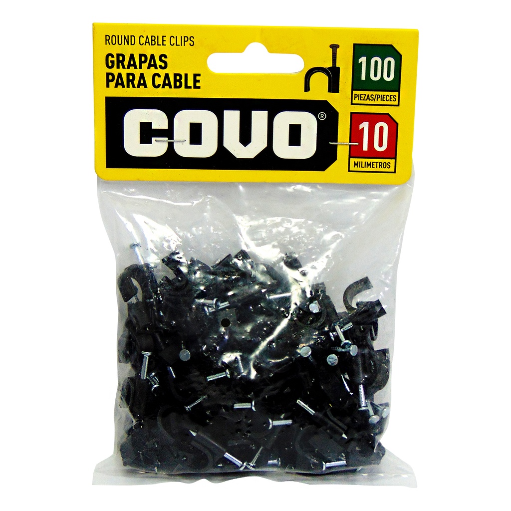 GRAPAS PARA CABLES 10MM NEGRO COVO