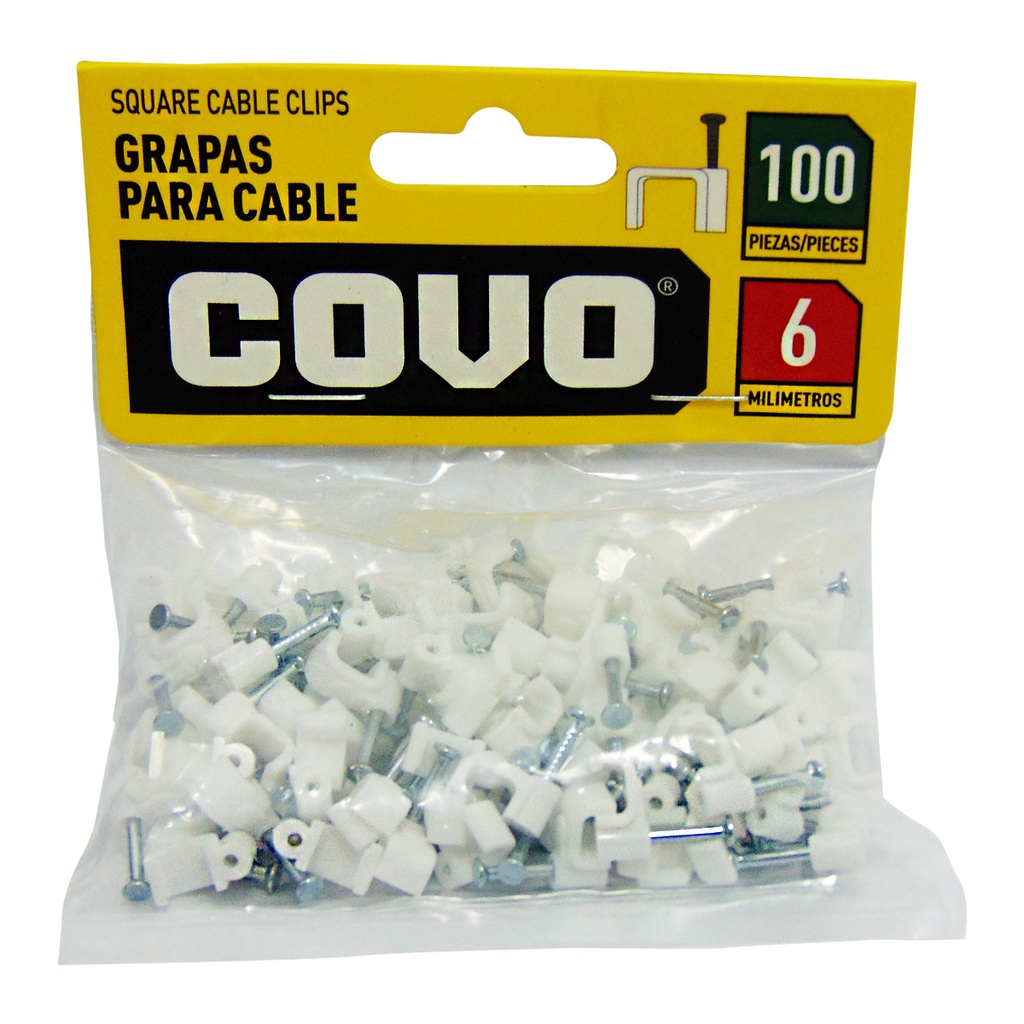 GRAPAS PARA CABLES 6MM BLANCO COVO