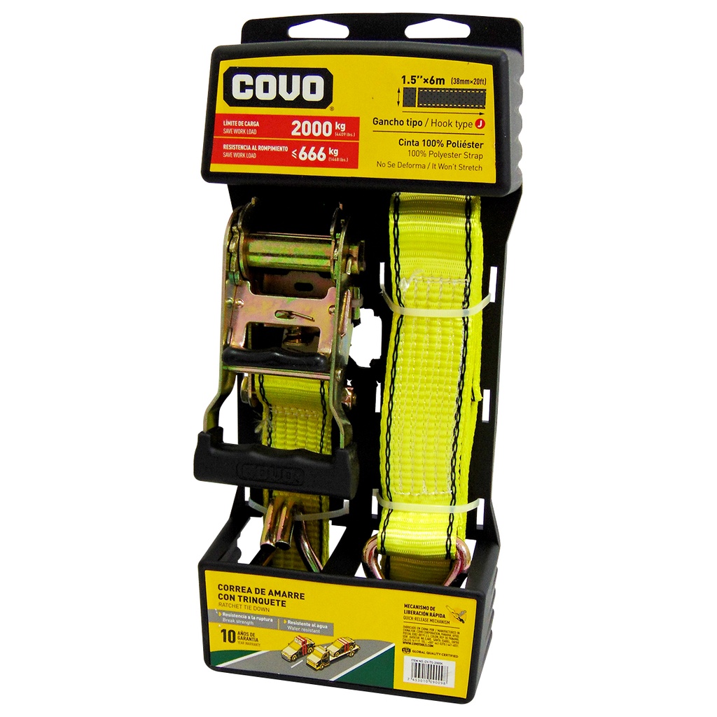 CORREA DE AMARRE CON TRINQUETE 2000KG X 6M COVO