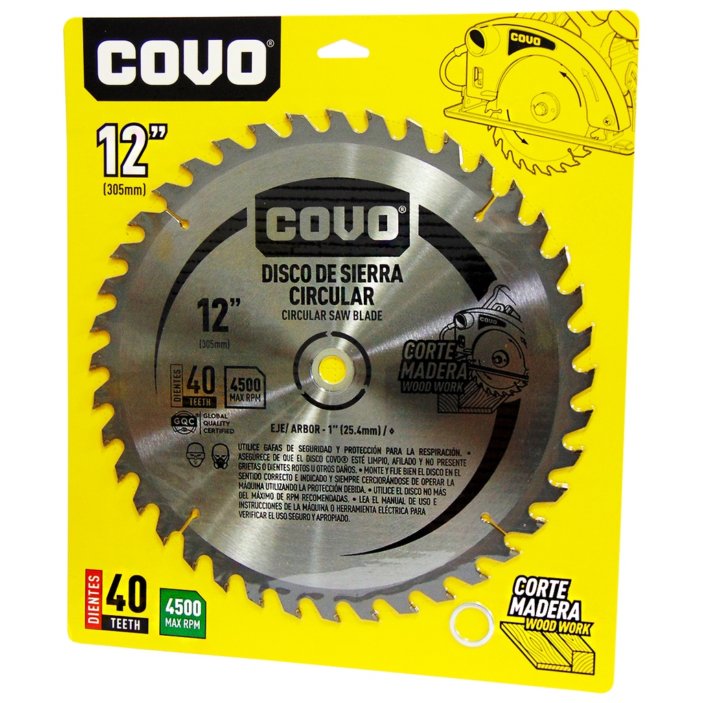 DISCO DE SIERRA 12" PARA MADERA COVO