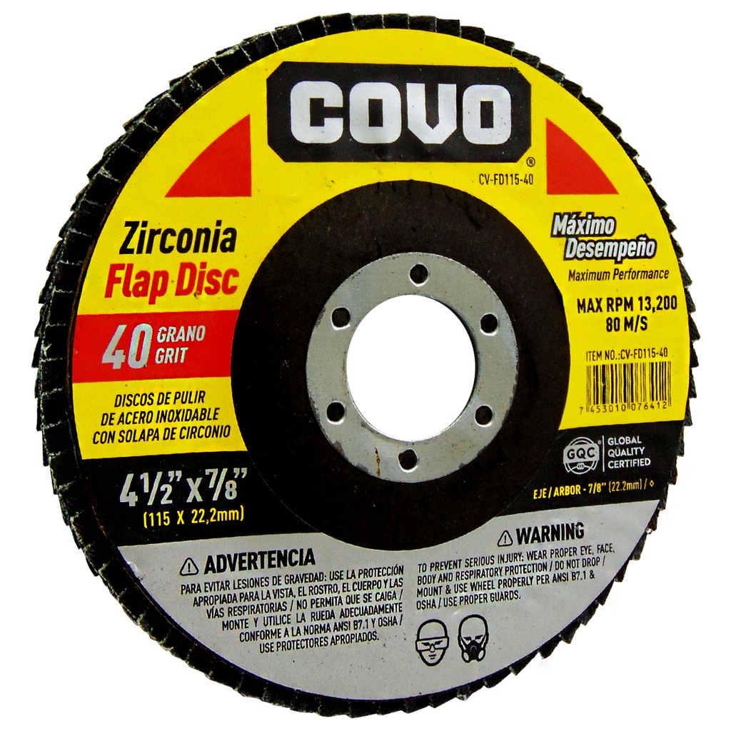 DISCO ABRASIVO 4 1/2" GRANO 40 PARA PULIR COVO