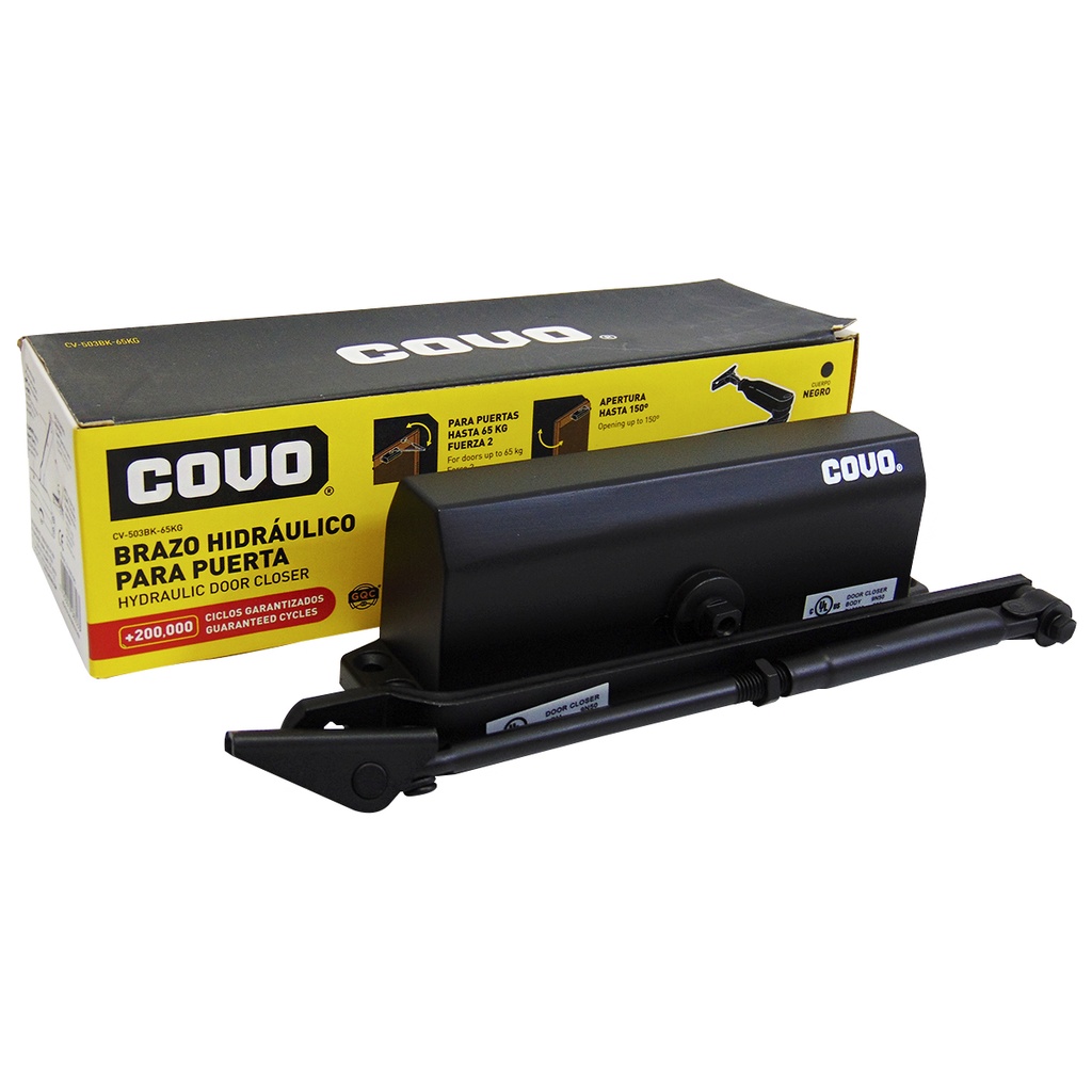 BRAZO HIDRAULICO PARA PUERTAS 65KG NEGRO COVO