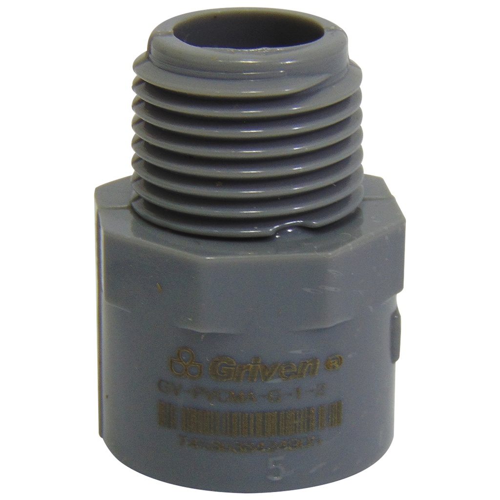 ADAPTADOR PVC 1/2" MACHO GRIS GRIVEN