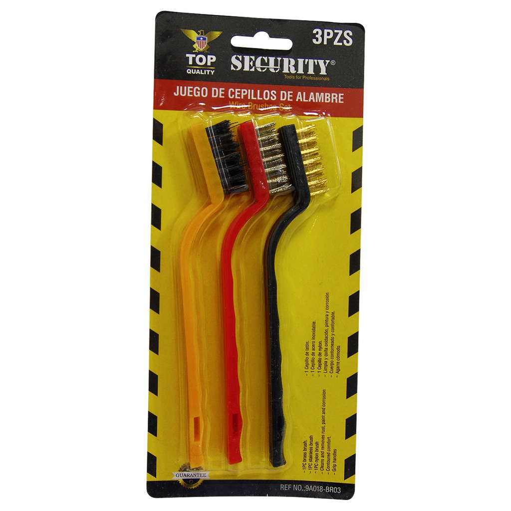 JUEGO DE CEPILLOS DE ALAMBRE 16.5CM 3 PIEZAS SECURITY