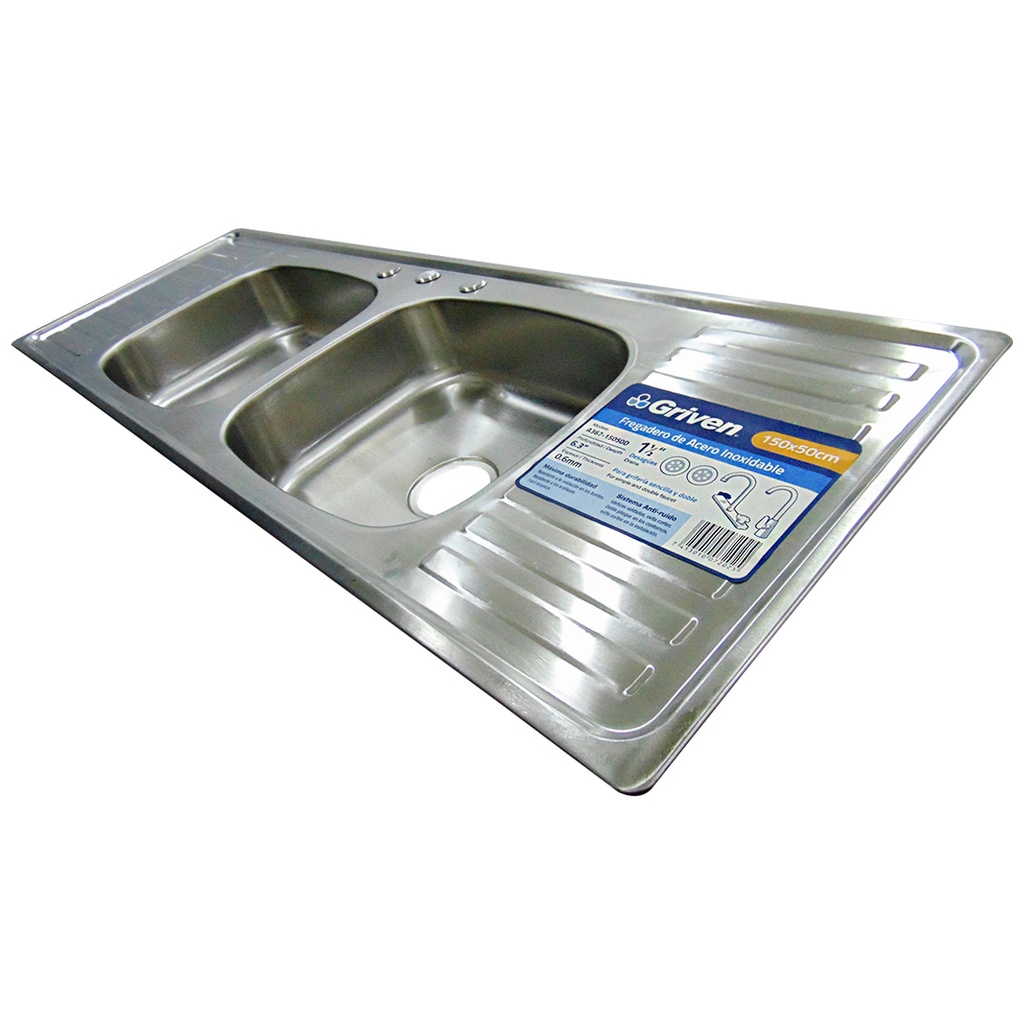 FREGADERO DOBLE 150X50CM ACERO INOXIDABLE GRIVEN