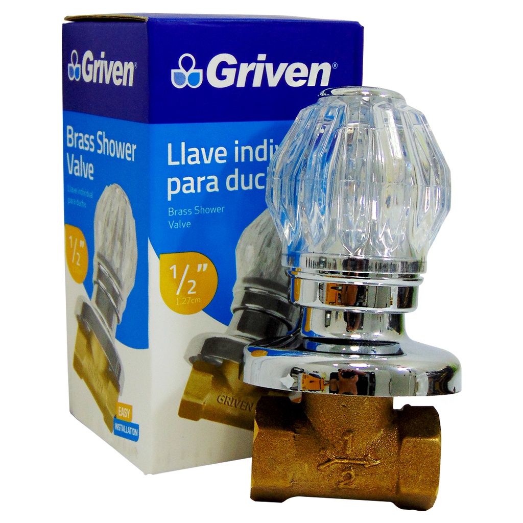 LLAVE PARA DUCHA 1/2" POMO ACRILICO GRIVEN