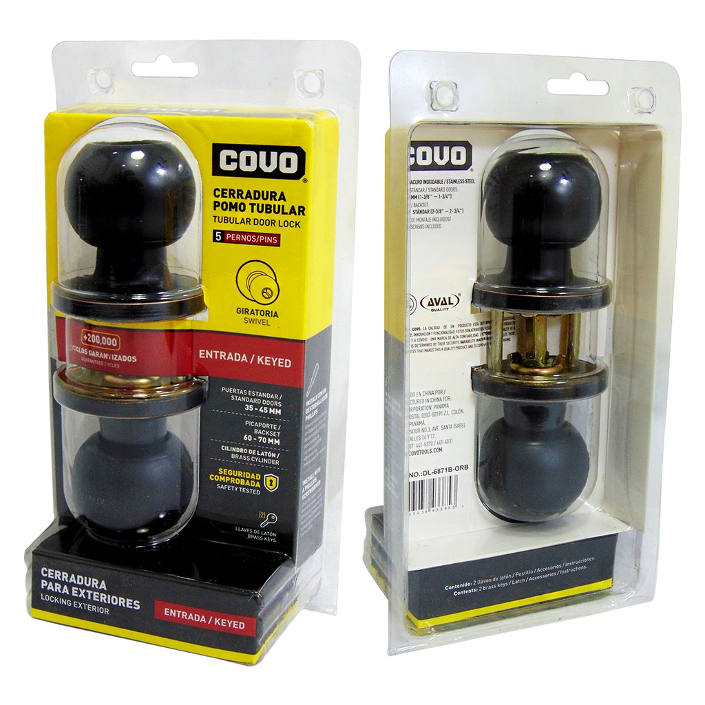 CERRADURA DE POMO PARA DORMITORIO NEGRO MATE COVO