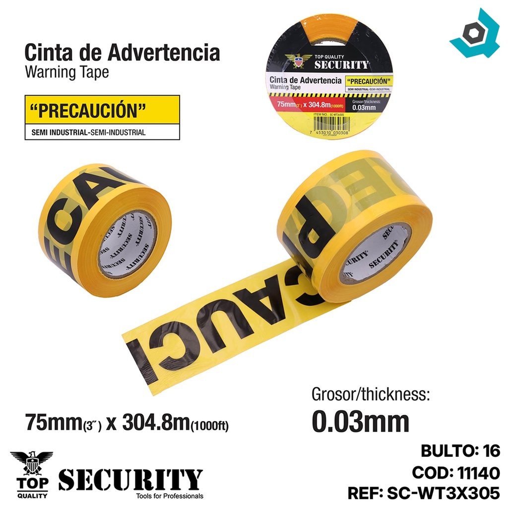 CINTA DE ADVERENCIA 3" X 304 METROS SECURITY