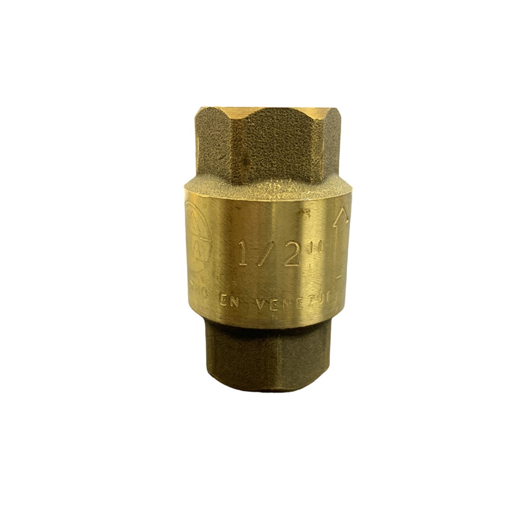 VALVULA CHEQUE 1/2" BRONCE VERTICAL CON RESORTE METALES ALEADOS