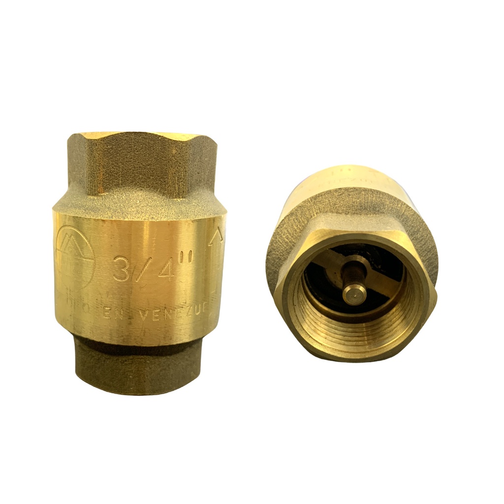 VALVULA CHEQUE 3/4" VERTICAL BRONCE CON RESORTE METALES ALEADOS
