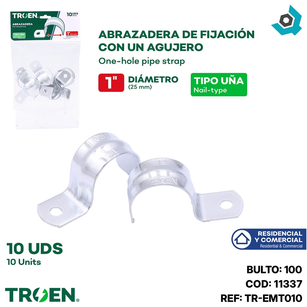ABRAZADERAS 1" 10 PZS TROEN