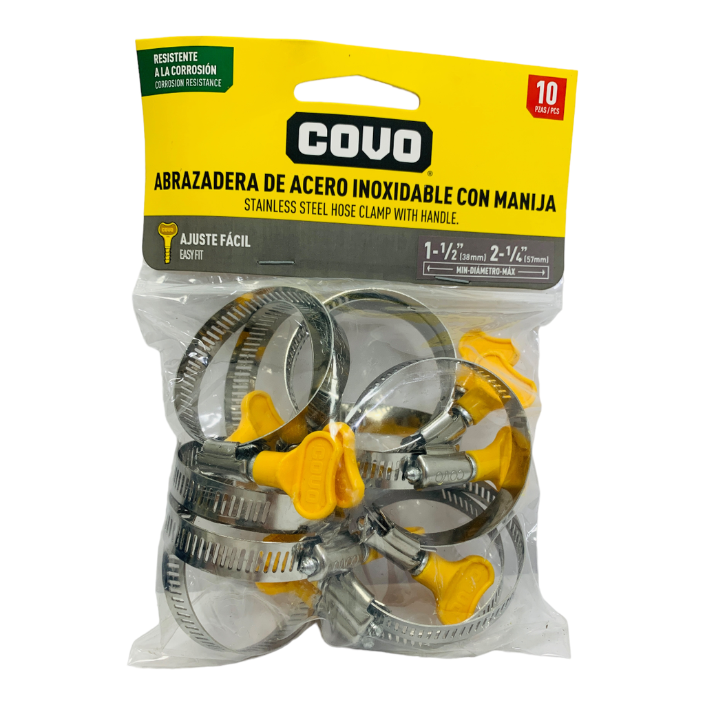ABRAZADERA CON MANIJA 1-1/2" A 2-1/4" 10 PZAS COVO