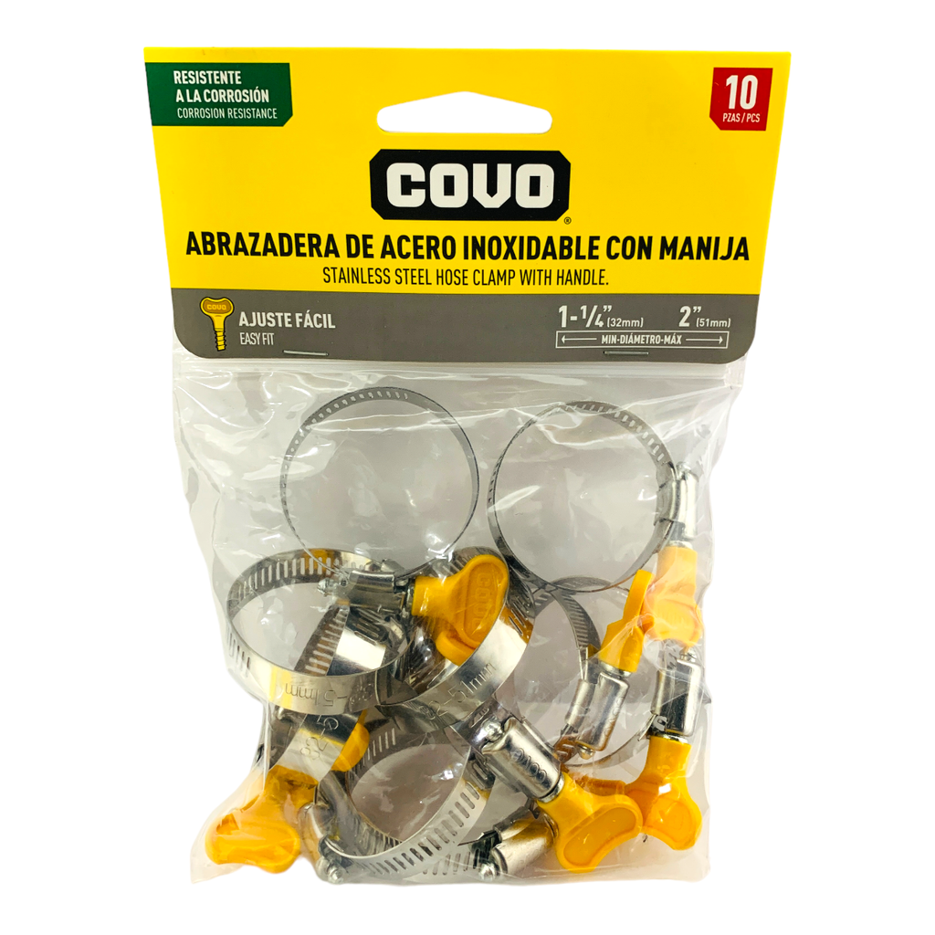 ABRAZADERA CON MANIJA 1-1/4" A 2" 10 PZAS COVO
