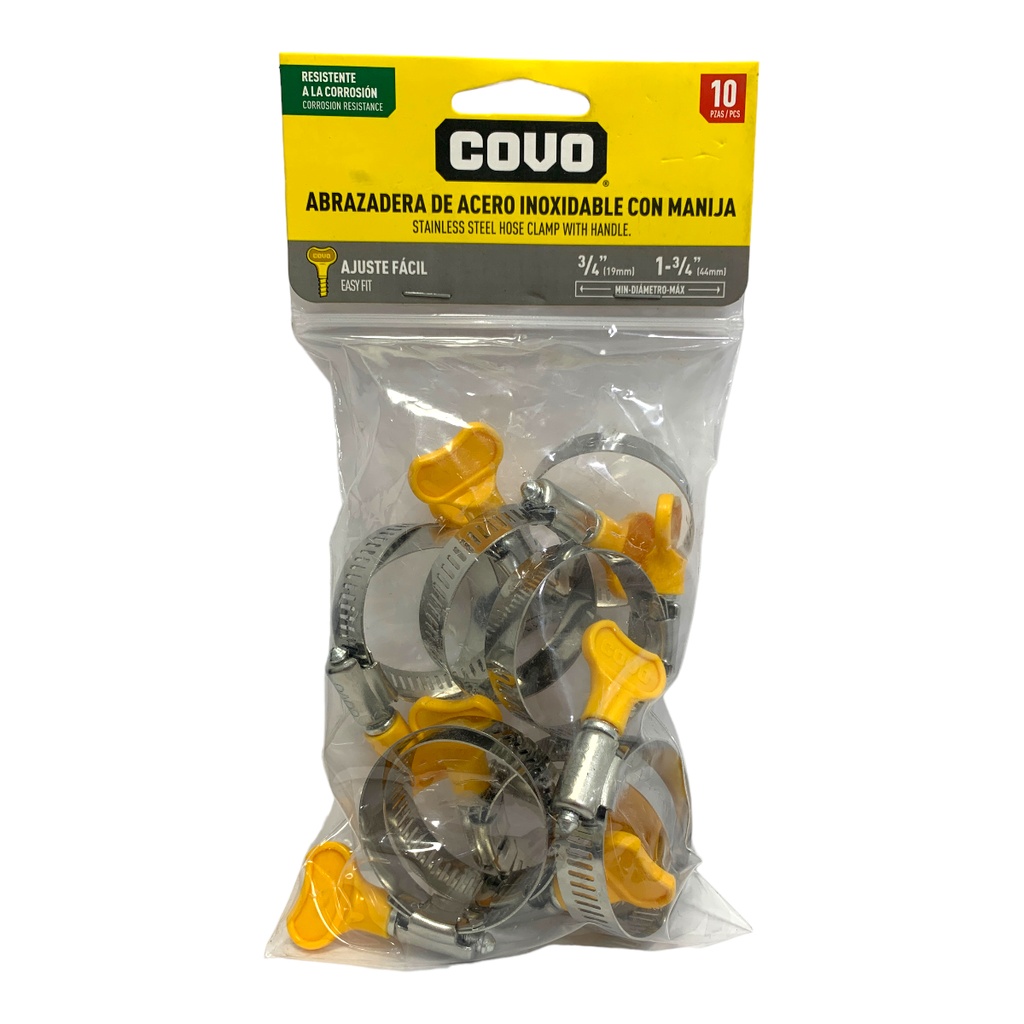 ABRAZADERA CON MANIJA 3/4" A 1-3/4" 10 PZAS COVO