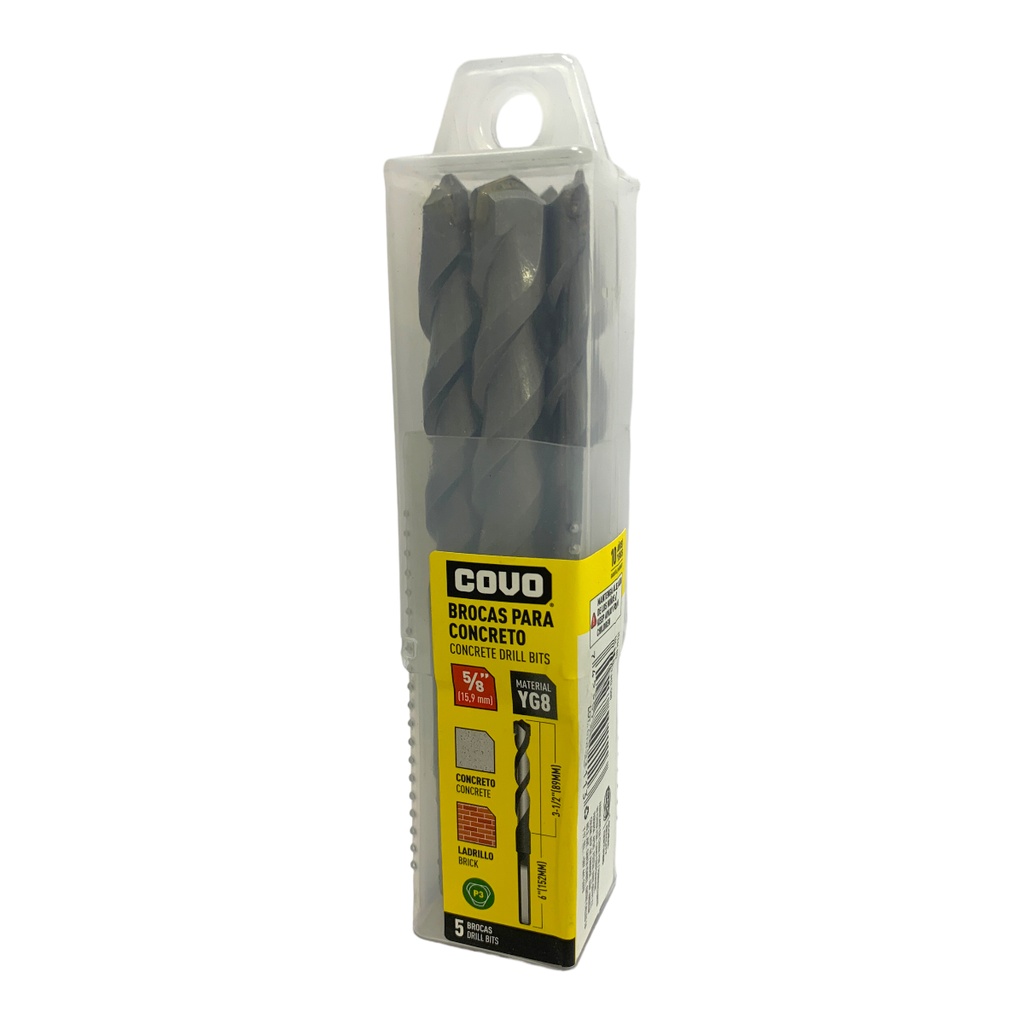 MECHAS PARA CONCRETO 5/8" 5 PIEZAS COVO
