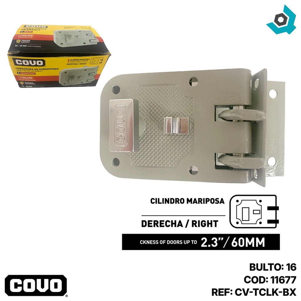 CERRADURA DE SOBREPONER DERECHA COVO