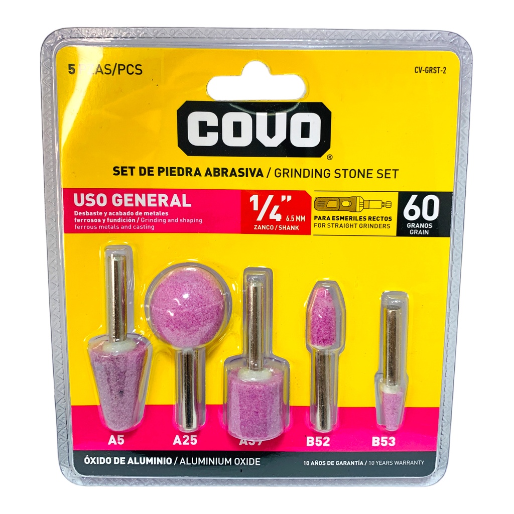 SET DE MECHAS ABRASIVAS 1/4" 5 PIEZAS COVO