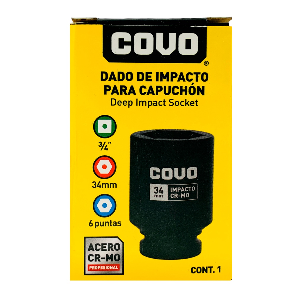 DADO DE IMPACTO 34MM X 3/4” COVO