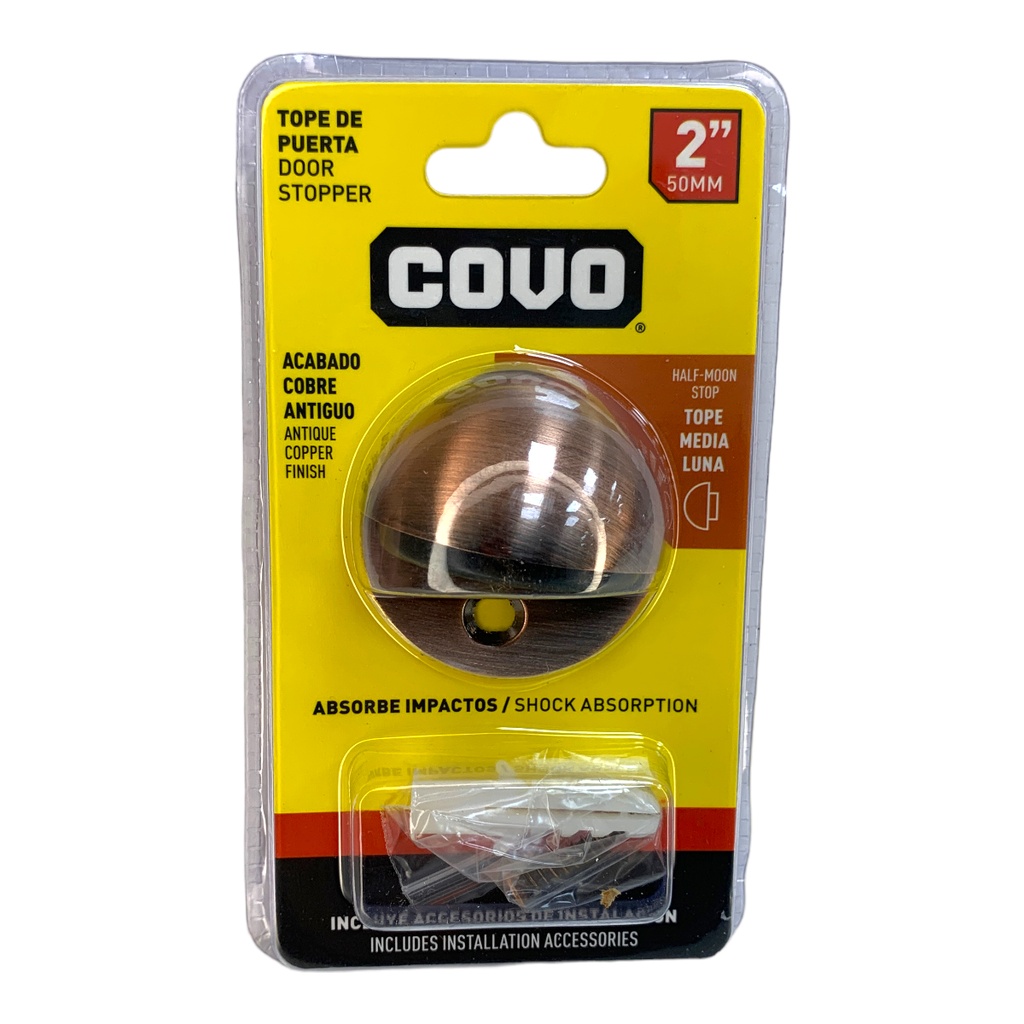 TOPE MEDIA LUNA PARA PUERTAS 2" COBRE ANTIGUO COVO