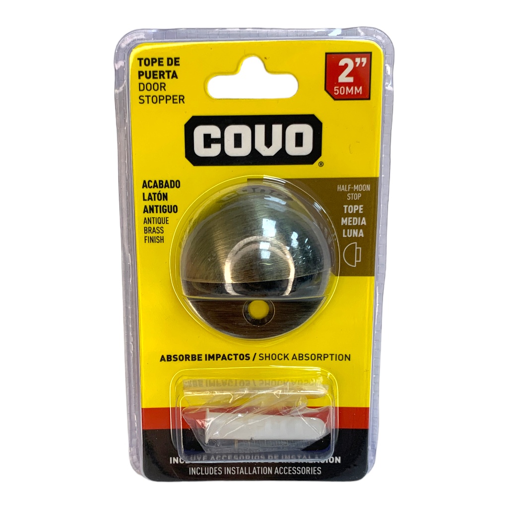 TOPE MEDIA LUNA PARA PUERTAS 2" LATON ANTIGUO COVO