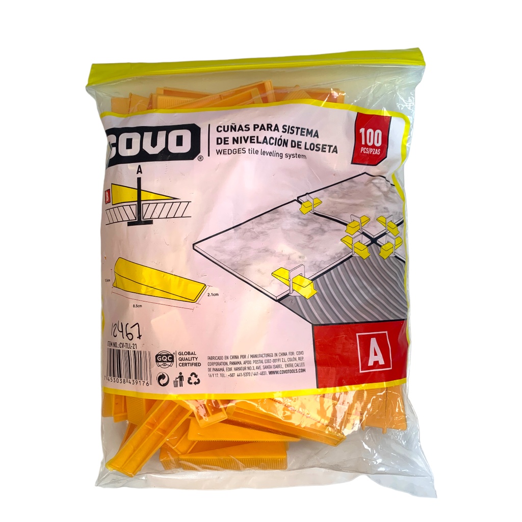 CUNAS PARA NIVELACION DE CERAMICAS 100 PZAS COVO