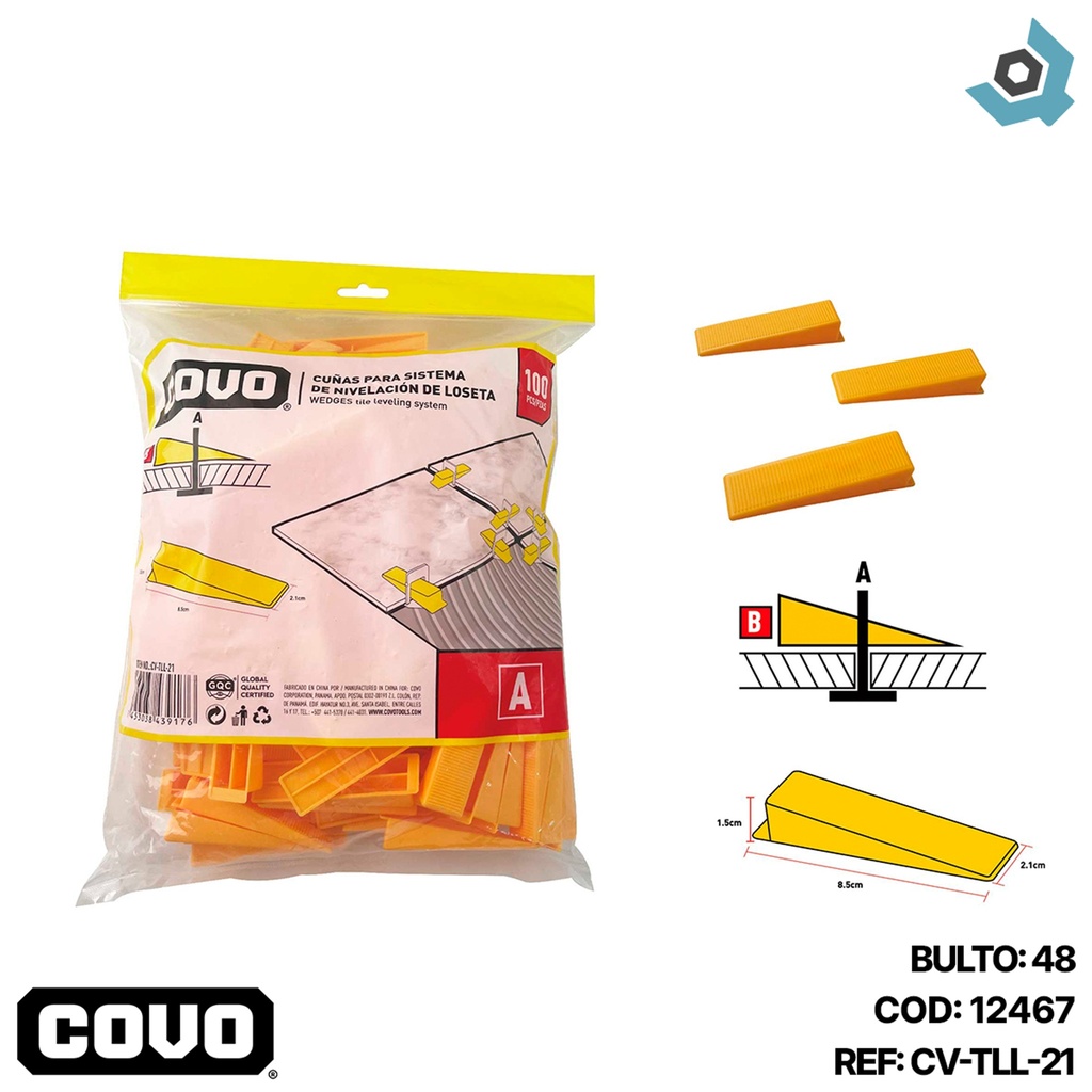 CUNAS PARA NIVELACION DE CERAMICAS 100 PZAS COVO