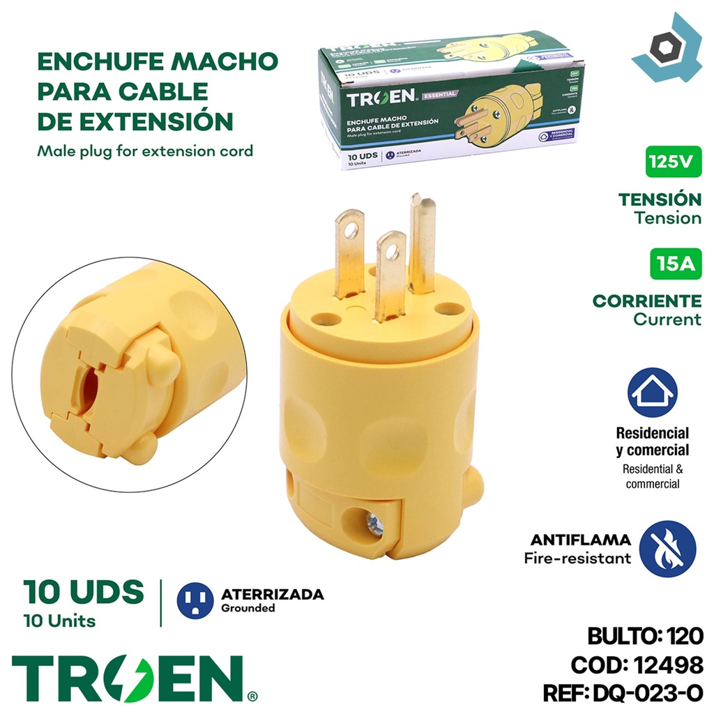 ENCHUFE CON TIERRA 125V TROEN