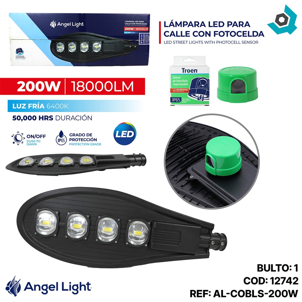 LAMPARA DE LED 200W TIPO COBRA  ANGEL LIGHT