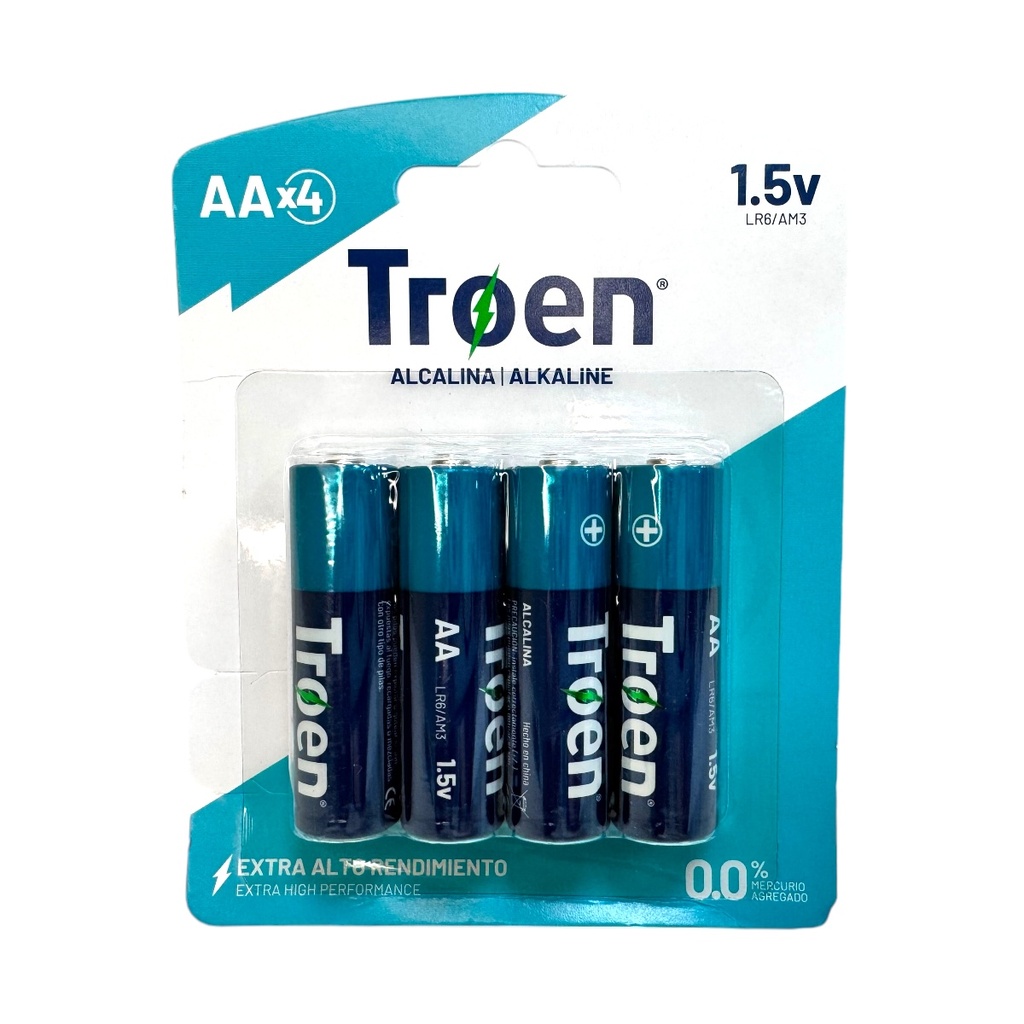 BATERIAS AA ALCALINAS 4PZAS TROEN