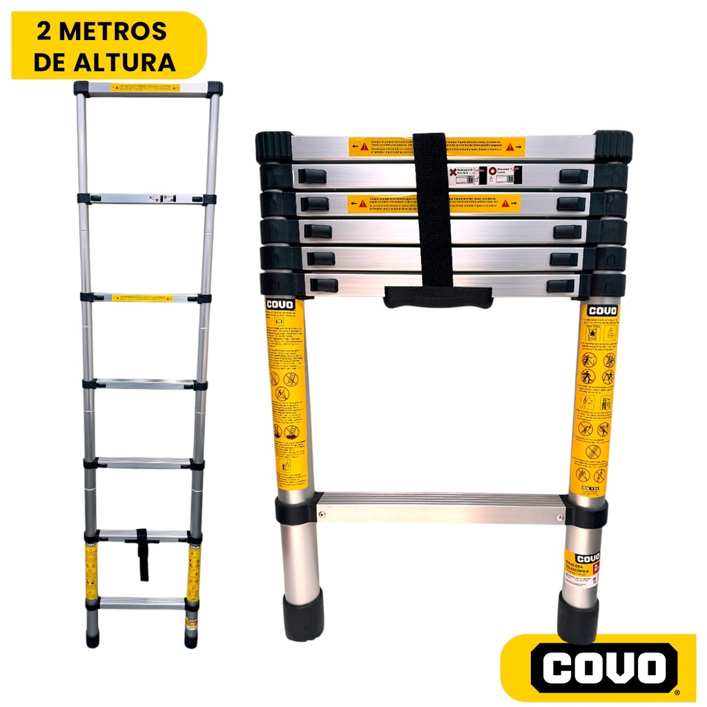 ESCALERA TELESCOPICA DE ALTURA AJUSTABLE 2M COVO