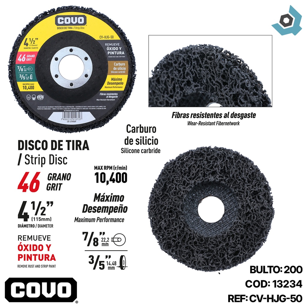 DISCO PARA PULIR 4 1/2" GRANO 46 COVO
