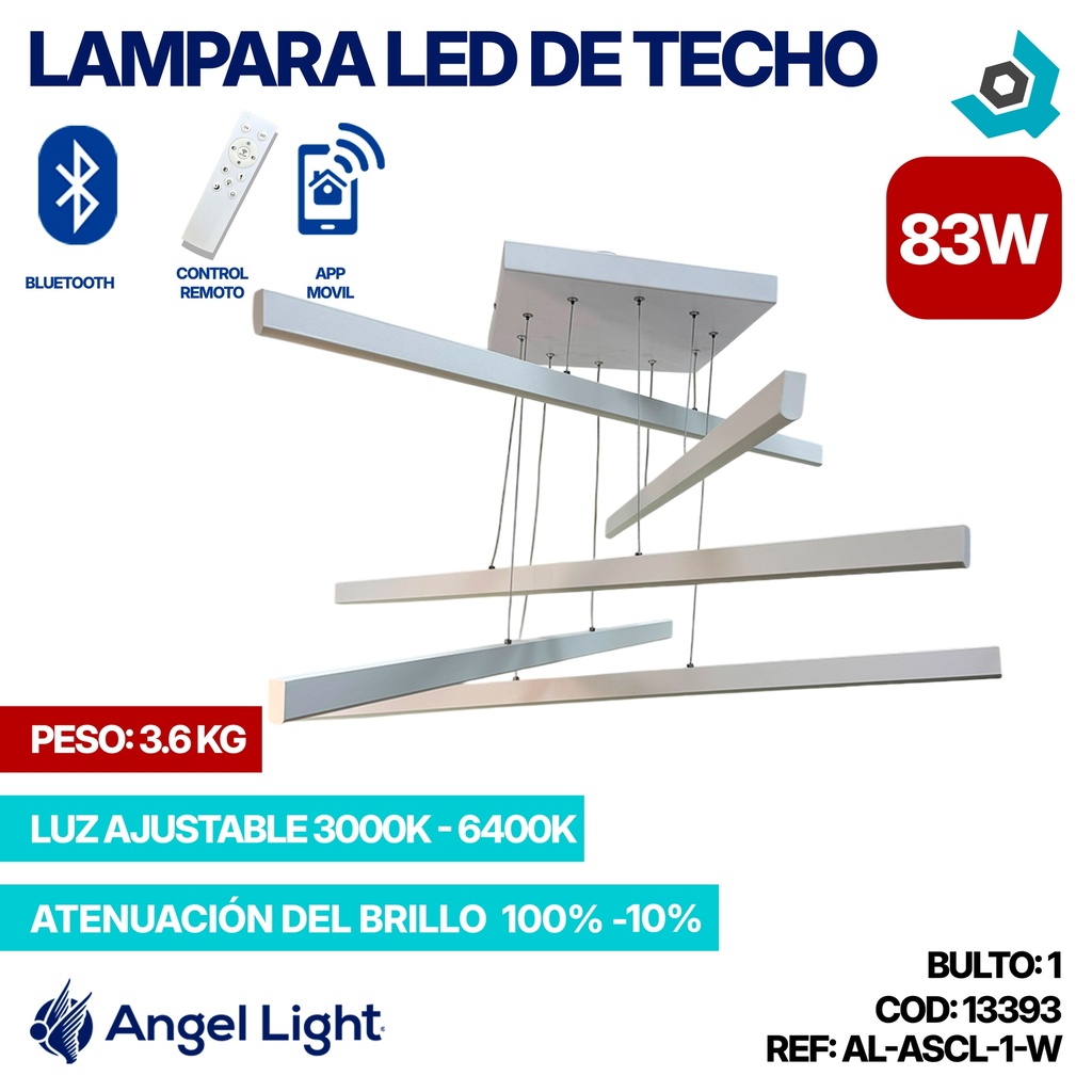 LAMPARA LED 83W DE TECHO LUZ AJUSTABLE BLANCA ANGEL LIGHT