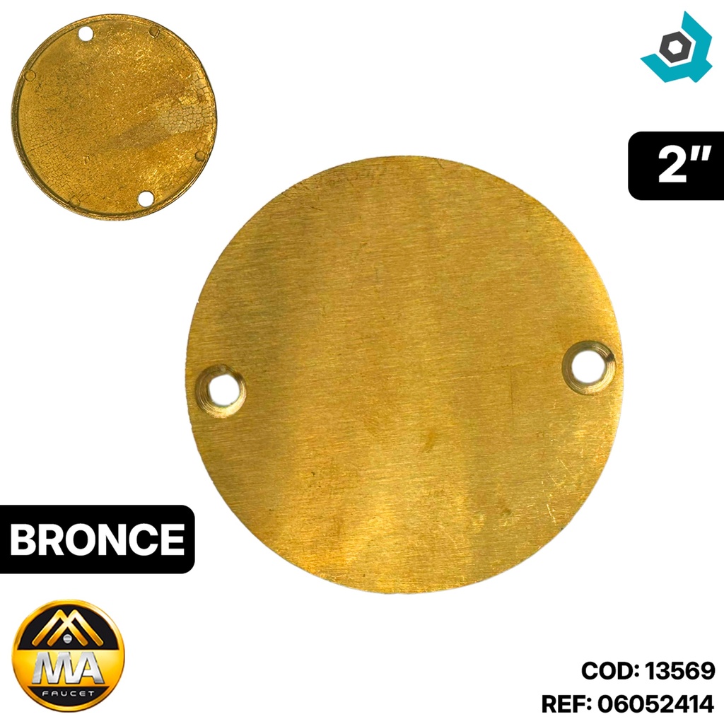 TAPA CIEGA PARA REJILLA DESAGUE DE PISO 2" BRONCE METALES ALEADOS