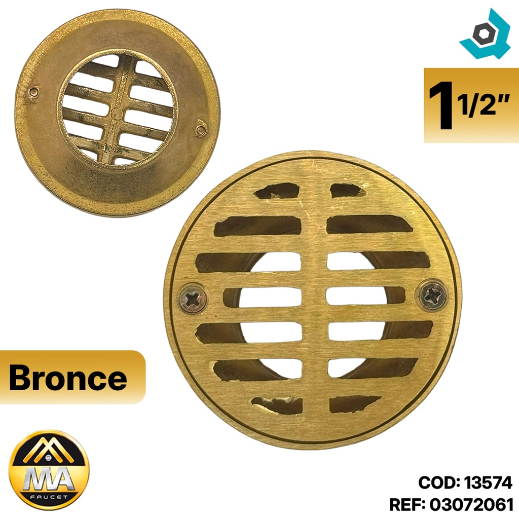 REJILLA DESAGUE DE PISO ESTANDAR 1 1/2" BRONCE METALES ALEADOS