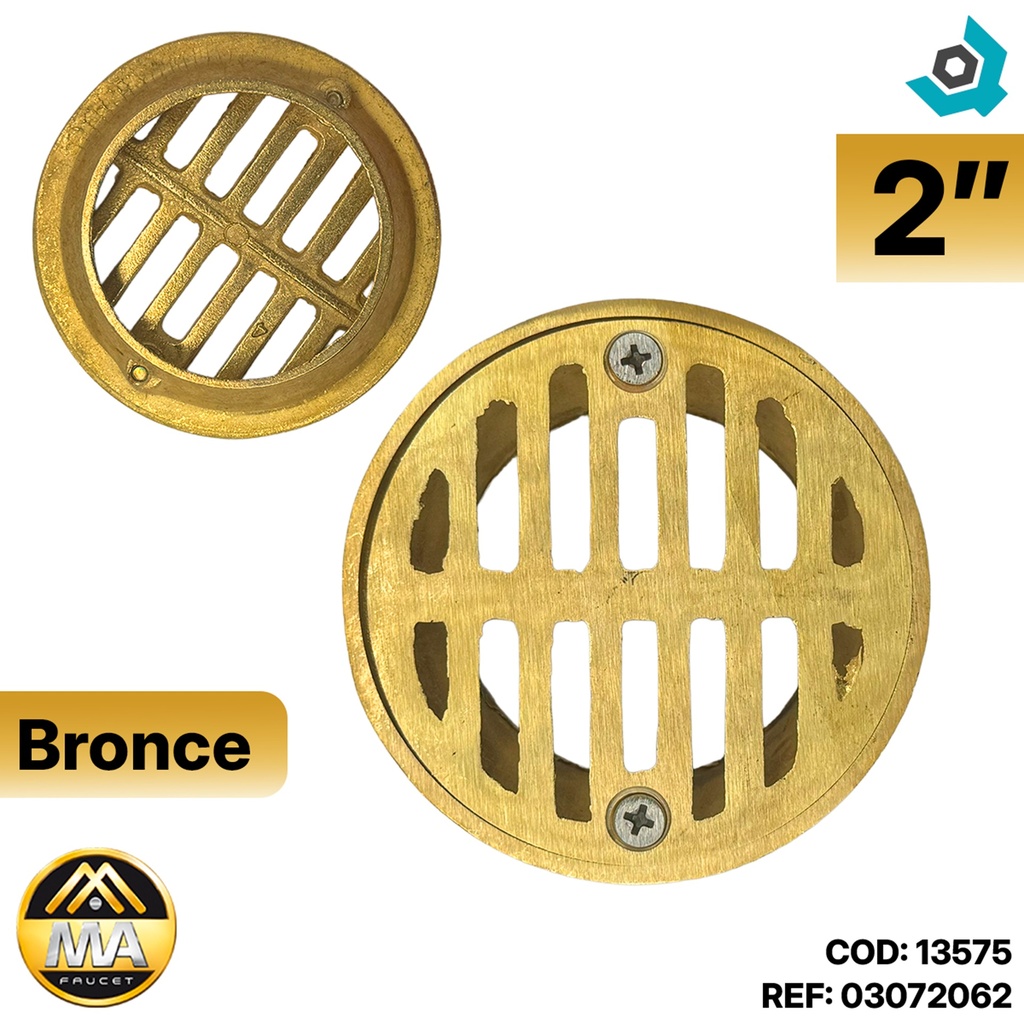 REJILLA DESAGUE DE PISO ESTANDAR 2" BRONCE METALES ALEADOS
