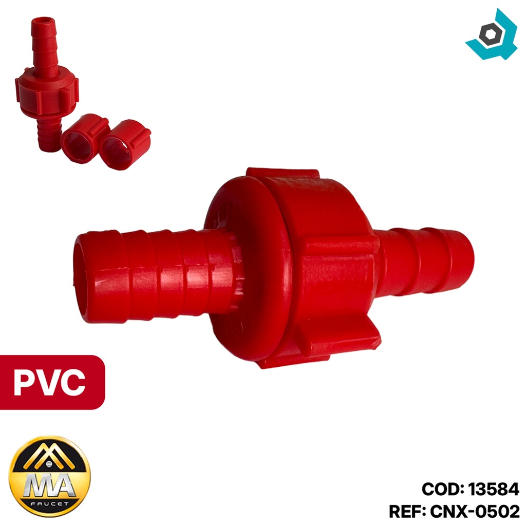 CONEXION PARA MANGUERA 1/2" SIMPLE PVC METALES ALEADOS