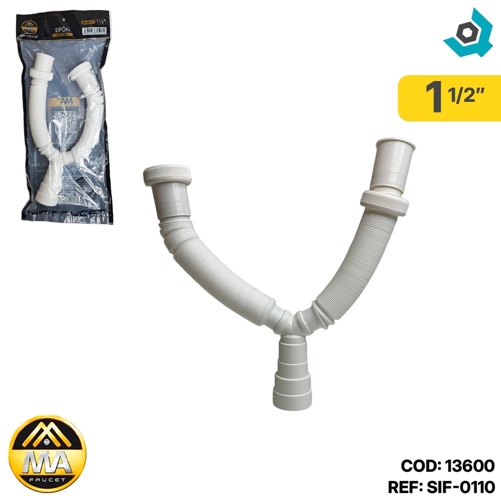 SIFON FLEXIBLE DOBLE 1 1/2" METALES ALEADOS