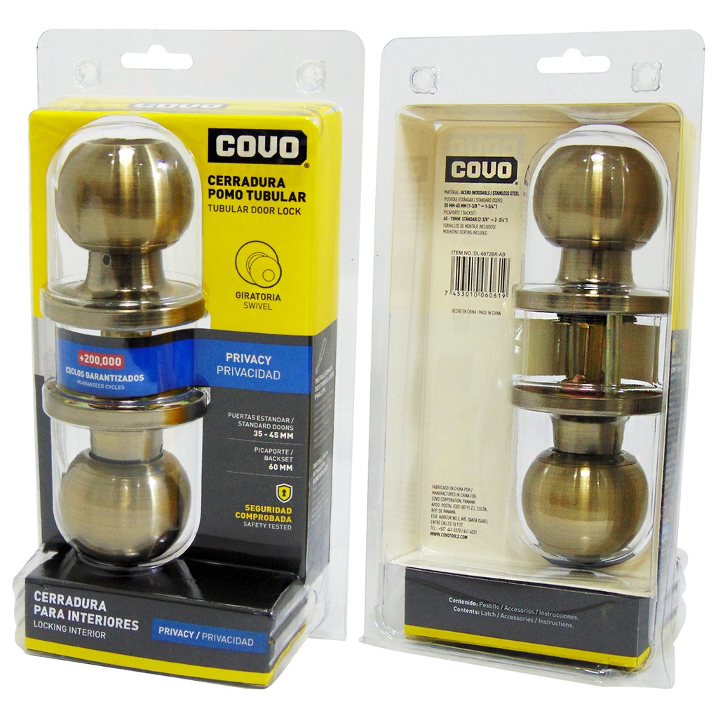 CERRADURA DE POMO PARA BANO SATINADA COVO