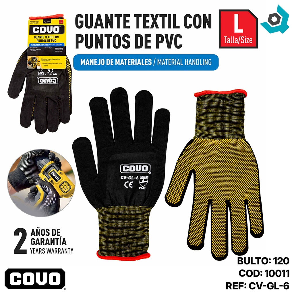 GUANTES DE SEGURIDAD CON PUNTOS DE PVC COVO