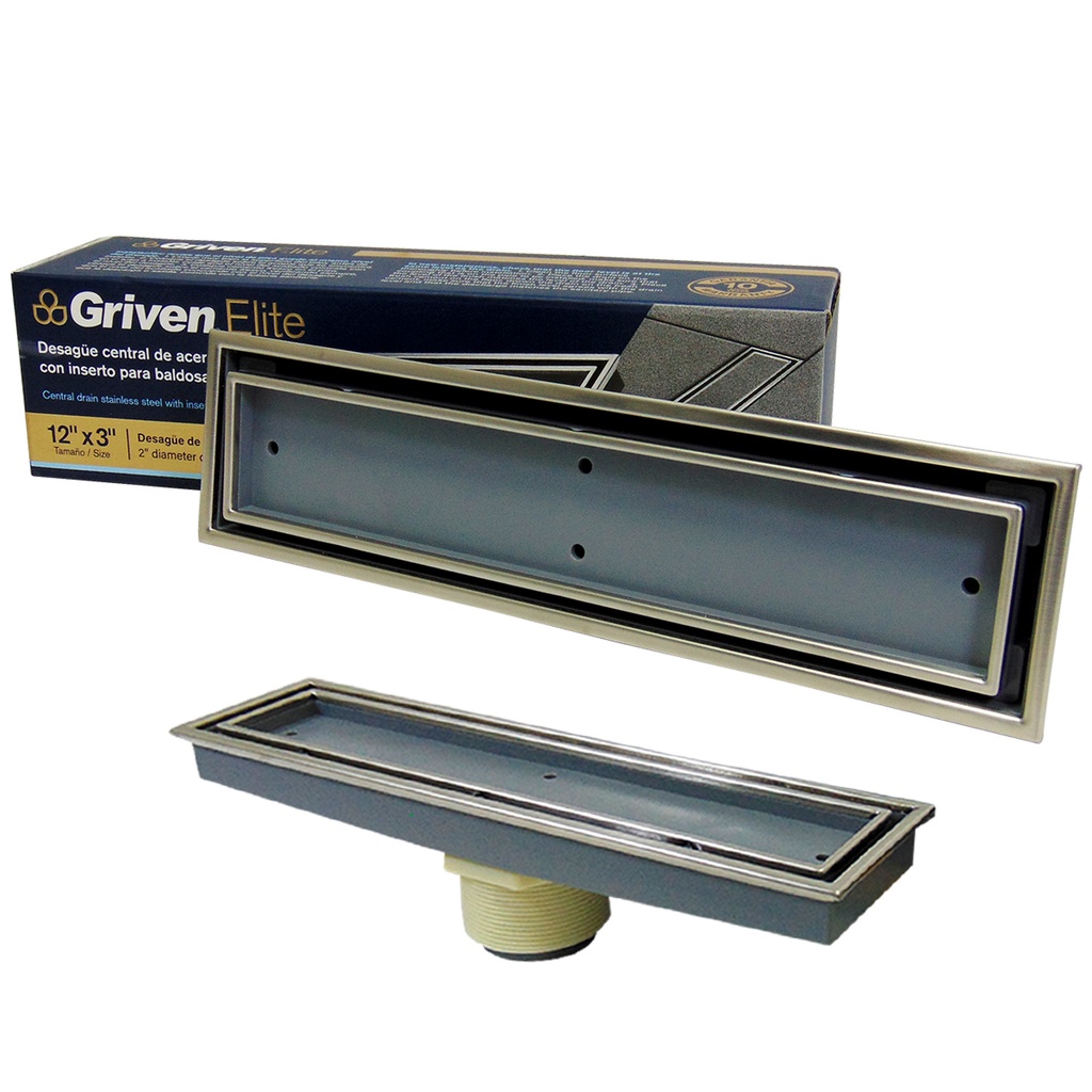 DESAGUE DE PISO 12" X 3" RECTANGULAR GRIVEN ELITE
