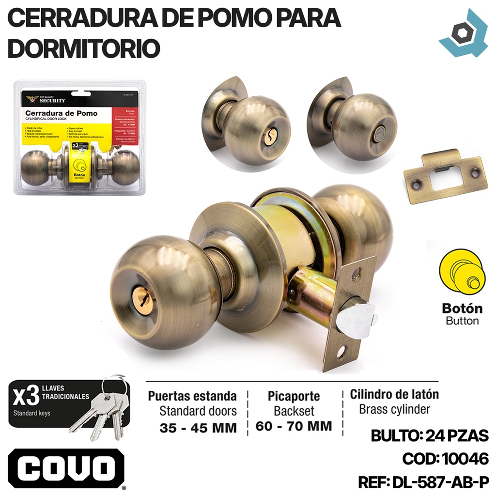 CERRADURA DE POMO PARA DORMITORIO SECURITY