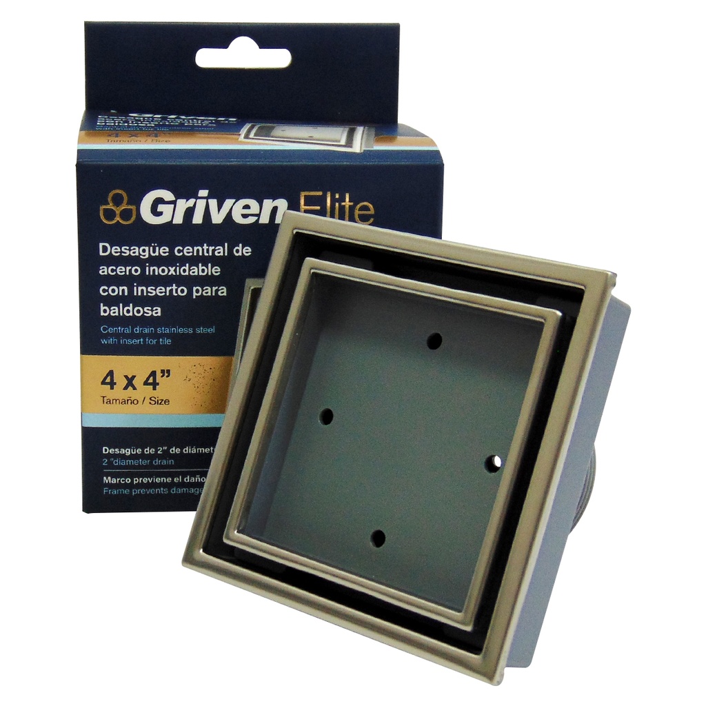 DESAGUE DE PISO 4" X 4" CUADRADO GRIVEN ELITE
