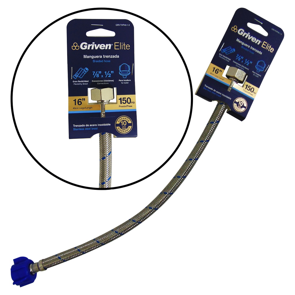 MANGUERA FLEXIBLE 1/2" X 5/8" TRENZADA GRIVEN ELITE