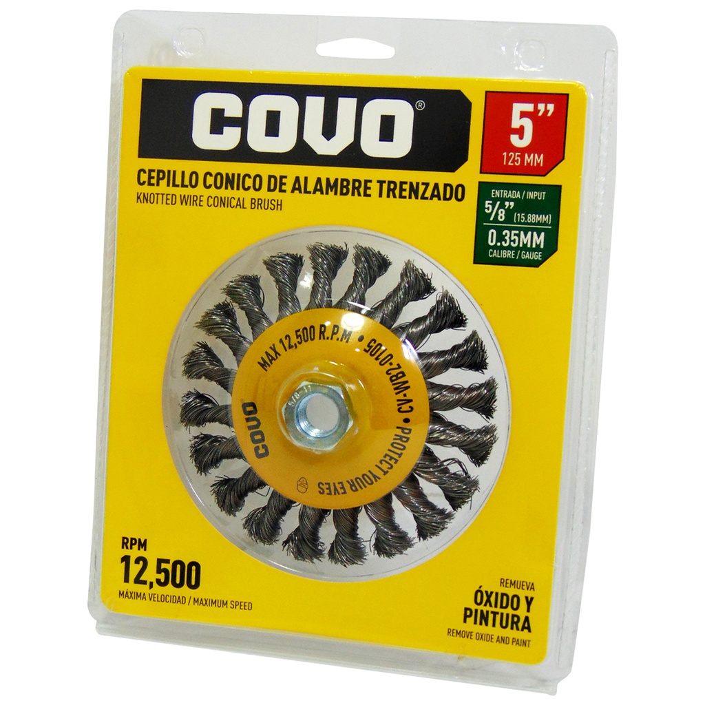 DISCO CEPILLO CONICO DE ALAMBRE 5" X 5/8" COVO