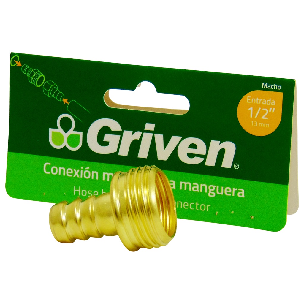 CONECTOR PARA MANGUERA 1/2" MACHO GRIVEN