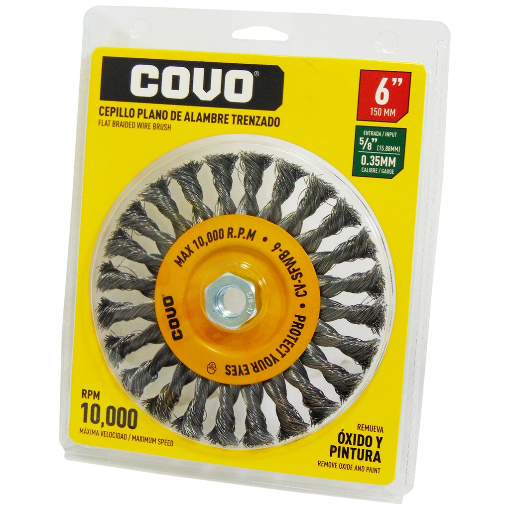 DISCO CEPILLO PLANO DE ALAMBRE 6" X 5/8" COVO