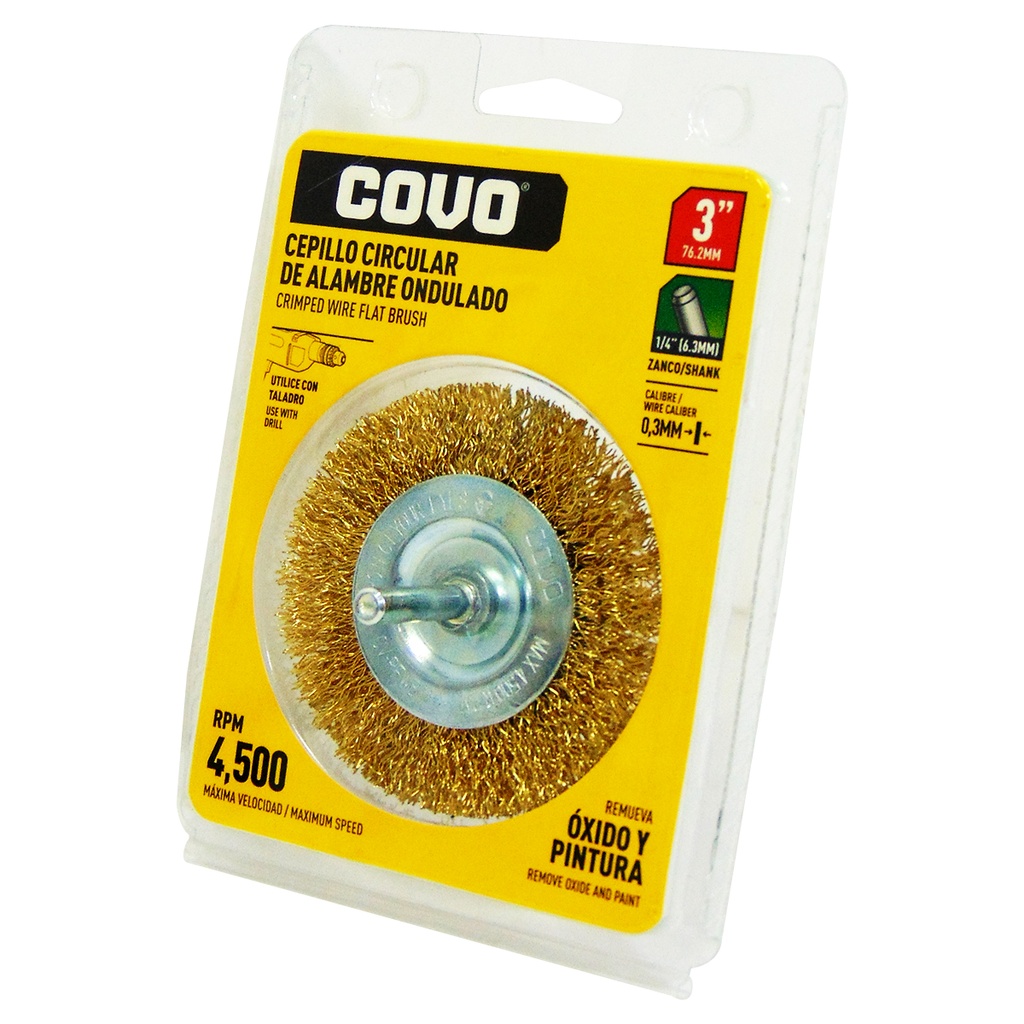 DISCO CEPILLO PLANO DE ALAMBRE 3" X 1/4" COVO