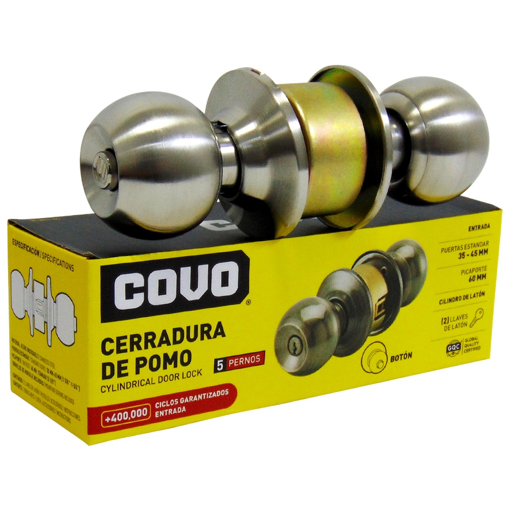 CERRADURA PARA DORMITORIO DE POMO SATINADO COVO