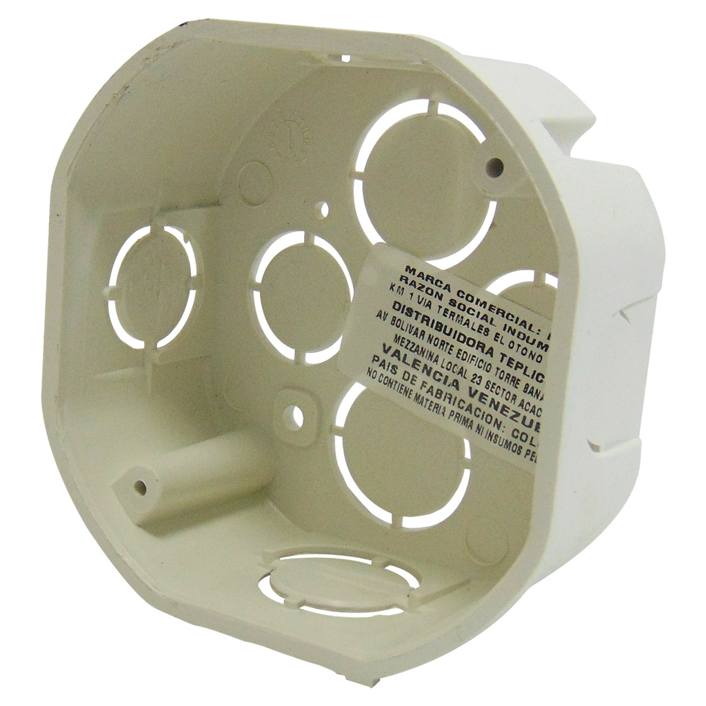 CAJETIN ELECTRICO OCTAGONAL DE PVC BLANCO INDUMA