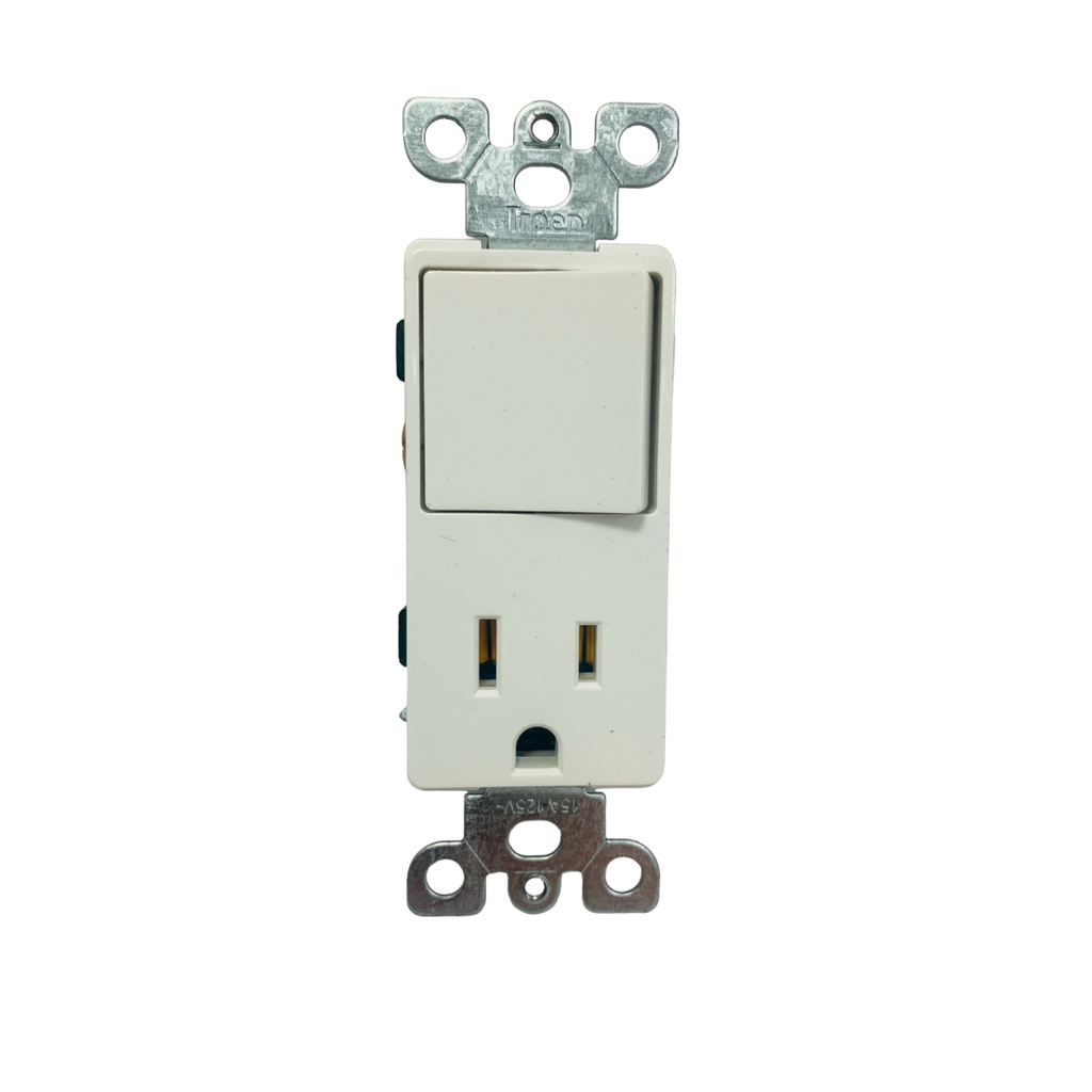 APAGADOR ELECTRICO SENCILLO Y TOMA CORRIENTE BLANCO TROEN